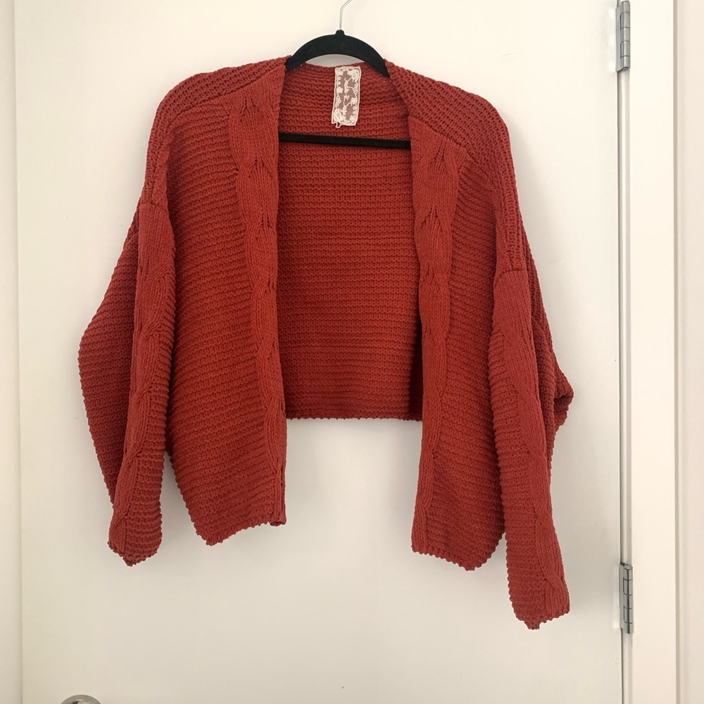 Chenille cropped knit cardigan, Sadie and Sage